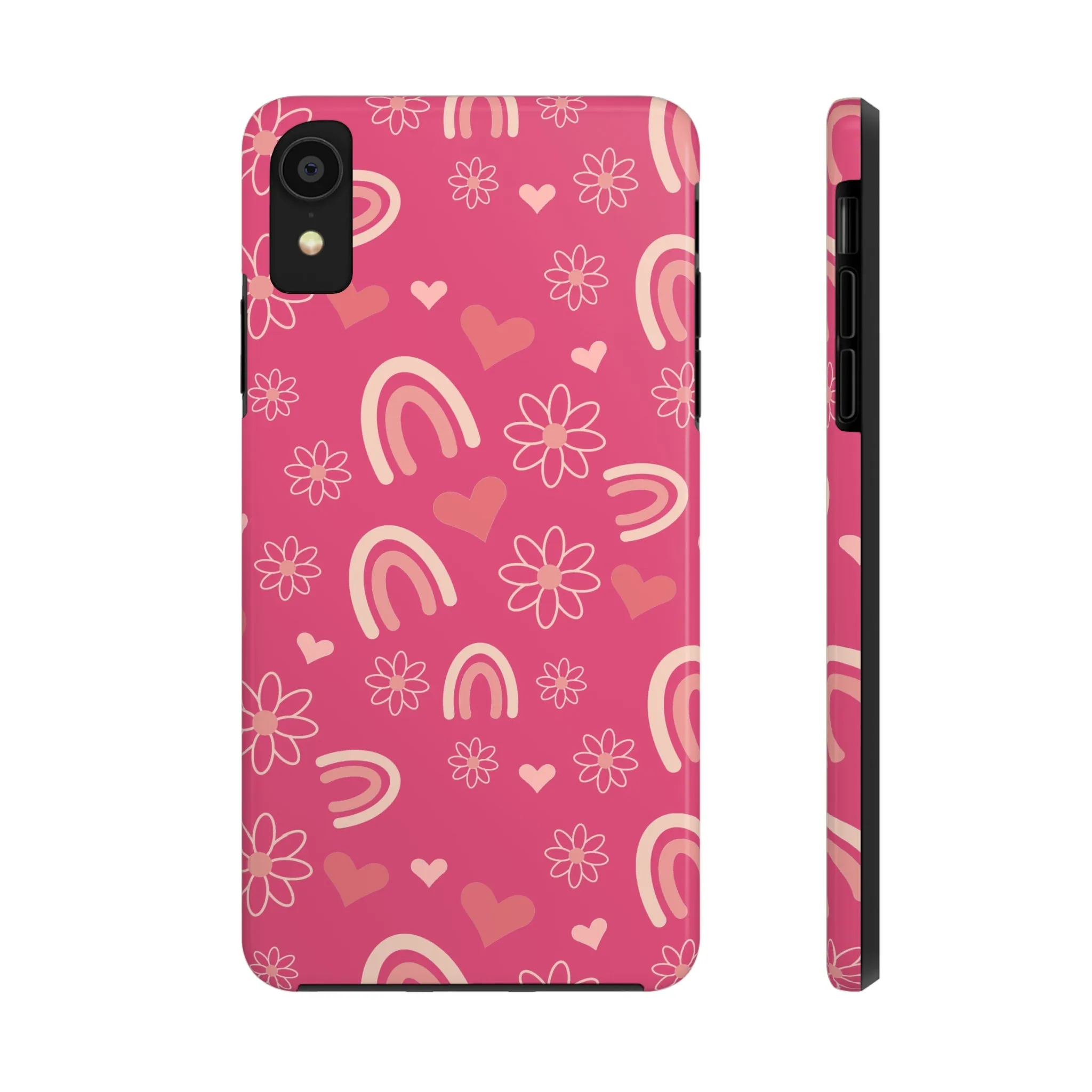 Dark Pink Boho Rainbow print Design Tough Phone Case compatible with a large variety of iPhone models, Gift, Phone Case