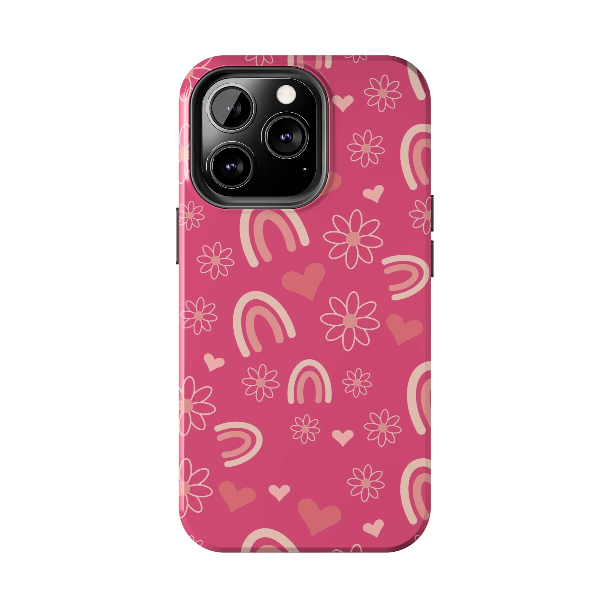 Dark Pink Boho Rainbow print Design Tough Phone Case compatible with a large variety of iPhone models, Gift, Phone Case