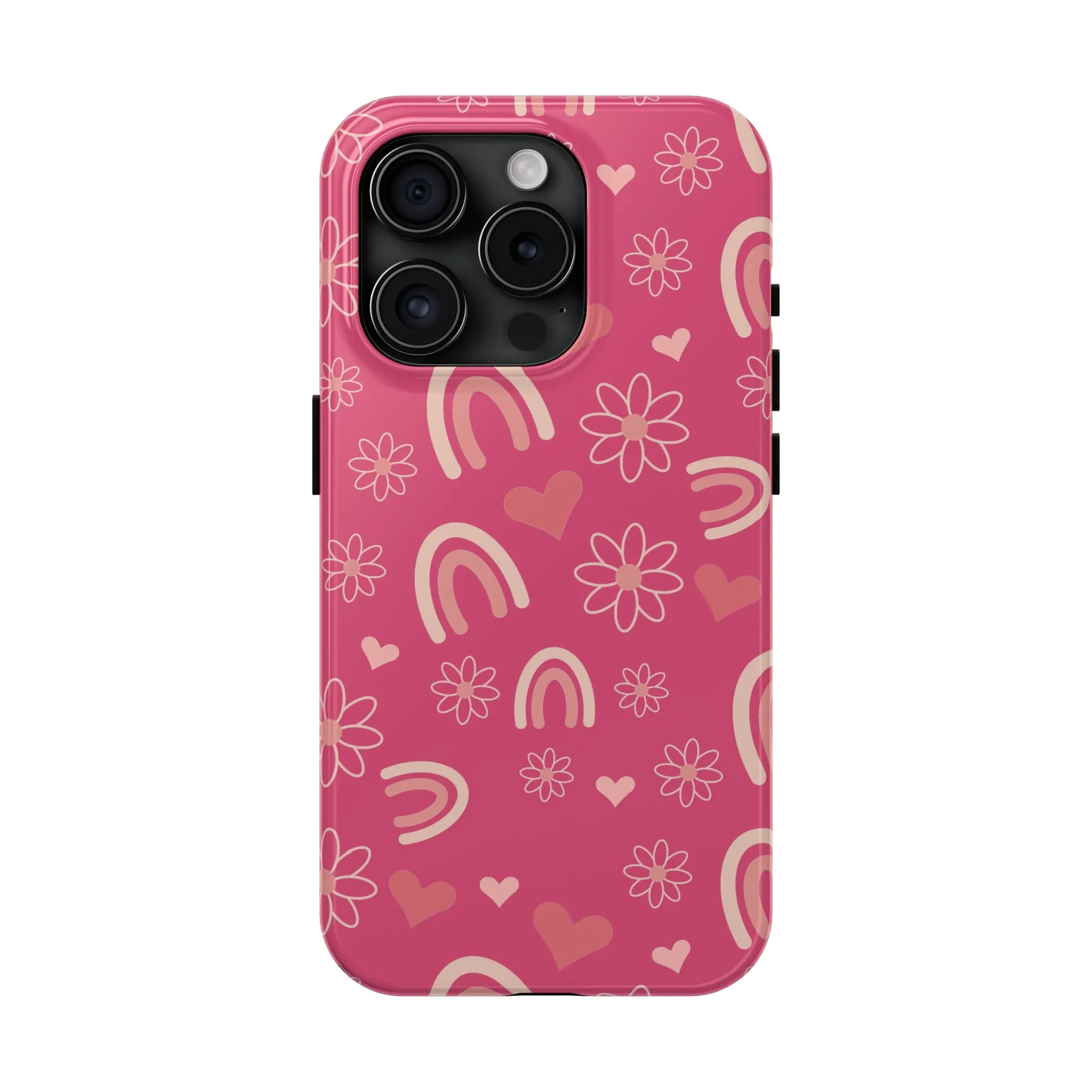 Dark Pink Boho Rainbow print Design Tough Phone Case compatible with a large variety of iPhone models, Gift, Phone Case