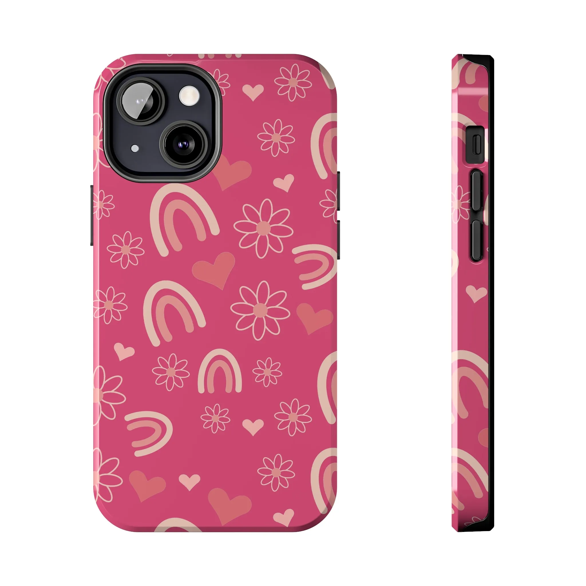 Dark Pink Boho Rainbow print Design Tough Phone Case compatible with a large variety of iPhone models, Gift, Phone Case