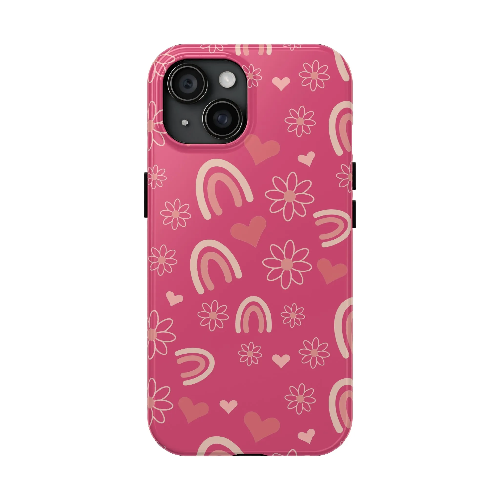 Dark Pink Boho Rainbow print Design Tough Phone Case compatible with a large variety of iPhone models, Gift, Phone Case