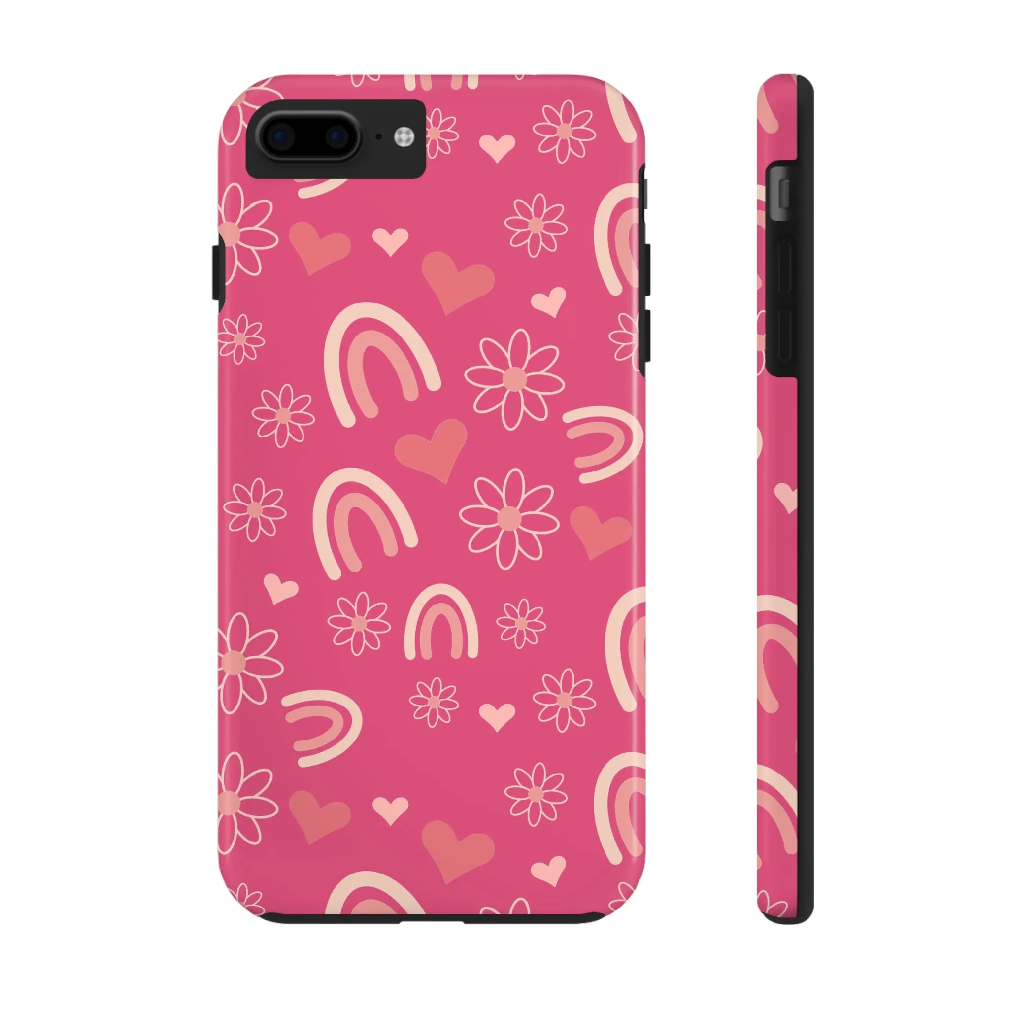 Dark Pink Boho Rainbow print Design Tough Phone Case compatible with a large variety of iPhone models, Gift, Phone Case