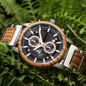 Darwin - Silver & Zebrawood Chronograph