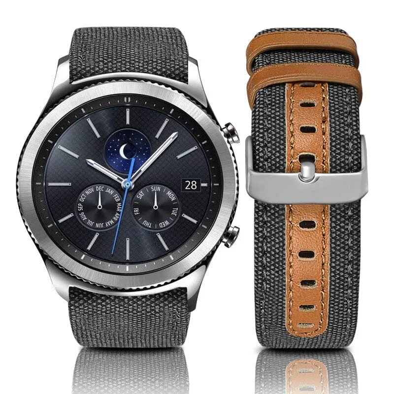 Denim & Leather Watch Straps Compatible with the Garmin Forerunner 158