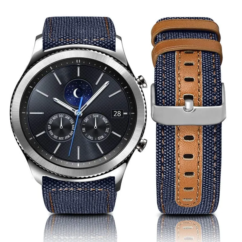 Denim & Leather Watch Straps Compatible with the Garmin Forerunner 158