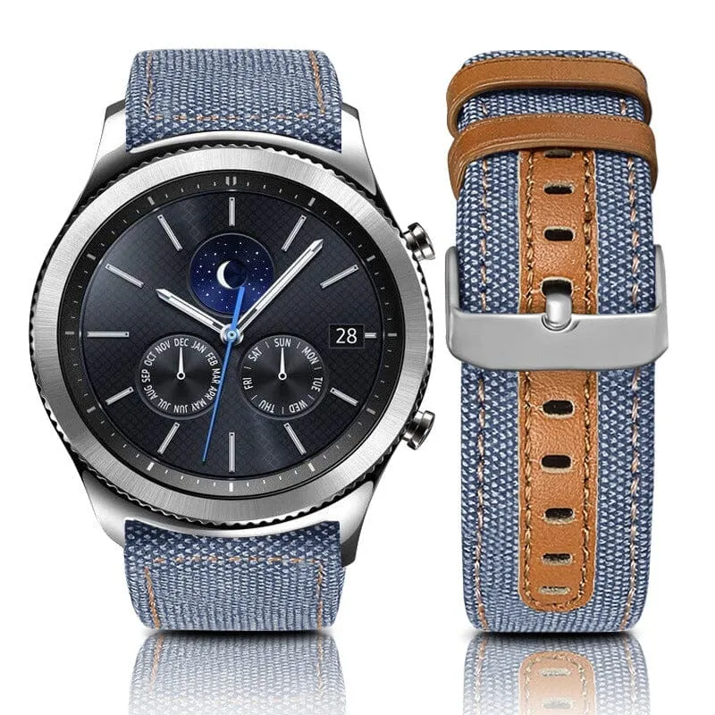 Denim & Leather Watch Straps Compatible with the Garmin Forerunner 158