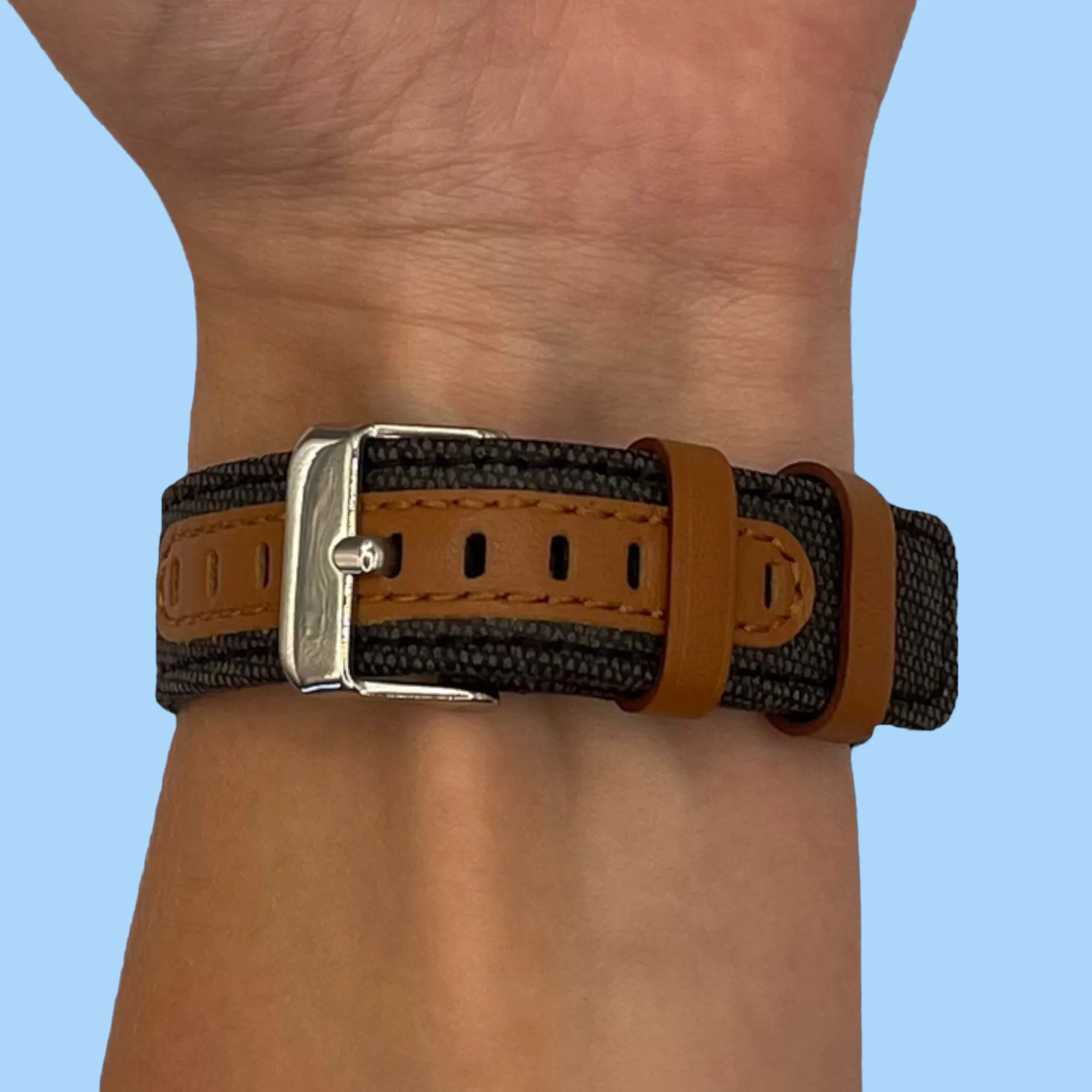 Denim & Leather Watch Straps Compatible with the Garmin Forerunner 158