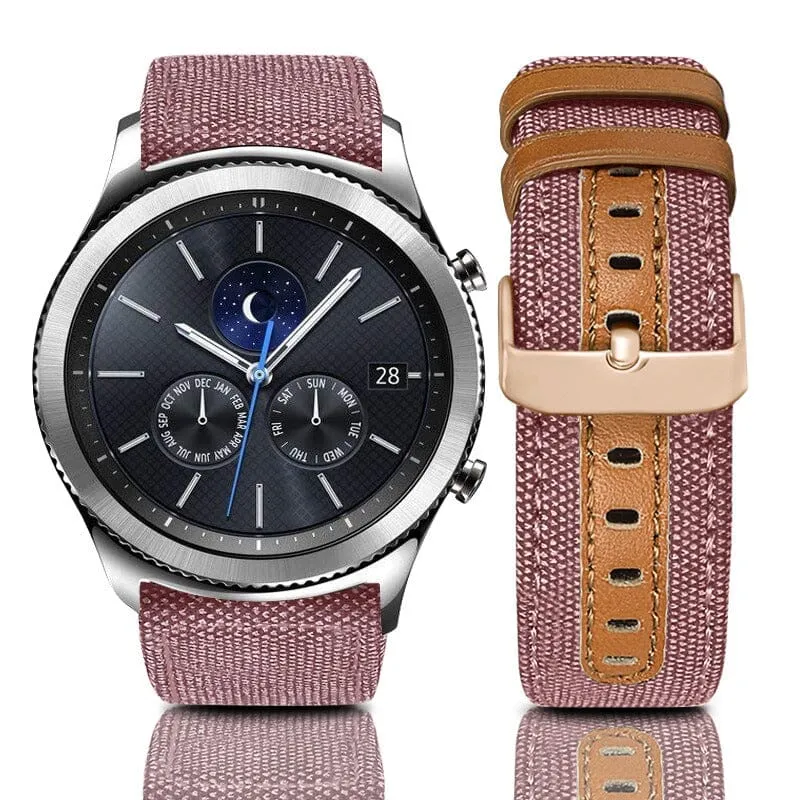 Denim & Leather Watch Straps Compatible with the Misfit Command, Vapor & Vapor 2