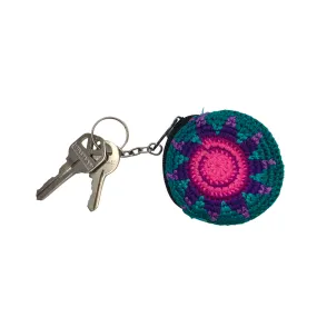 Earbud Round Crochet Coin Purse | Keychain - Guatemala