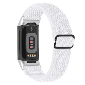 Fitbit Charge 5 elastic nylon watch strap - White