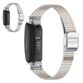 Fitbit Inspire 2 seven bead stainless steel watch strap - Silver / Rose Gold