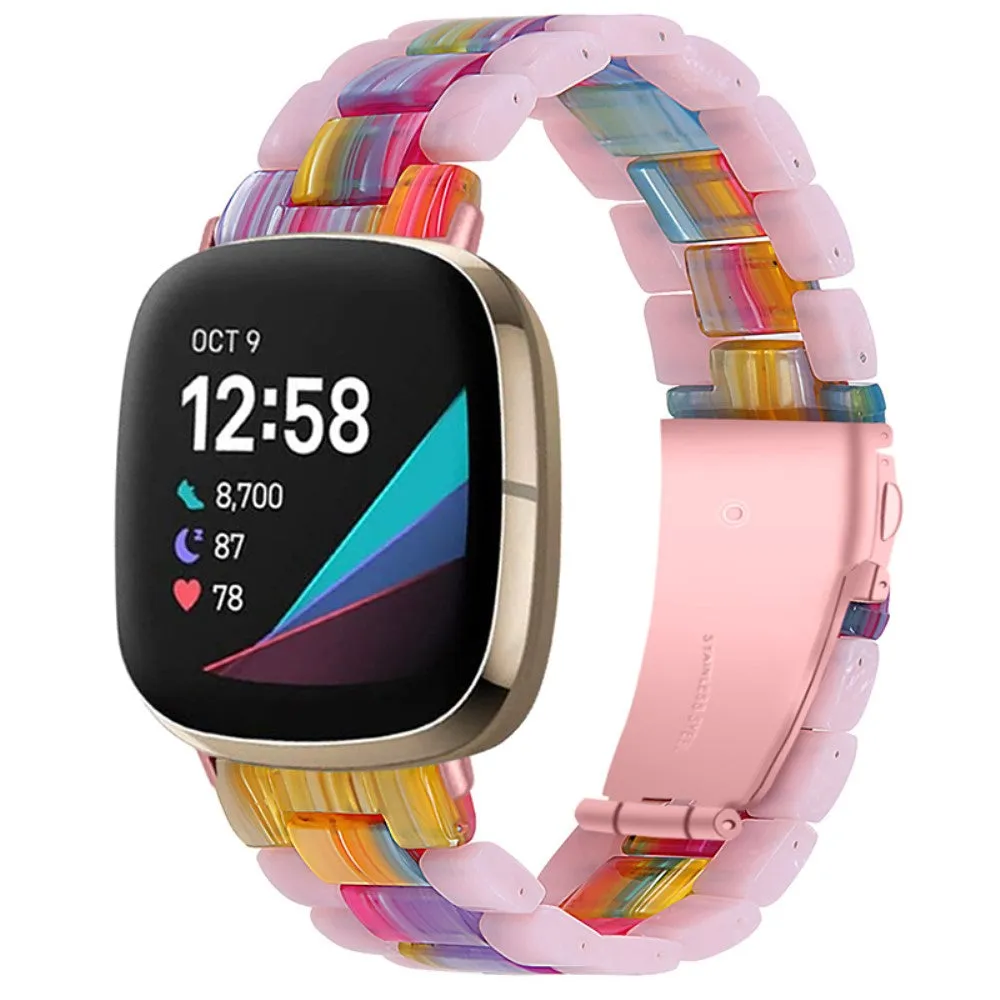 Fitbit Sense / Versa 3 cool bead watch strap - Glitter Pink / Colorful