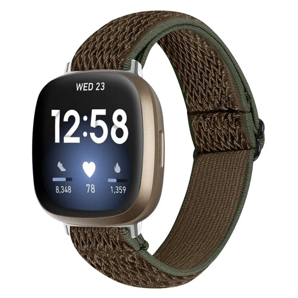 Fitbit Sense / Versa 3 elastic watch strap with adjustable buckle - Brown