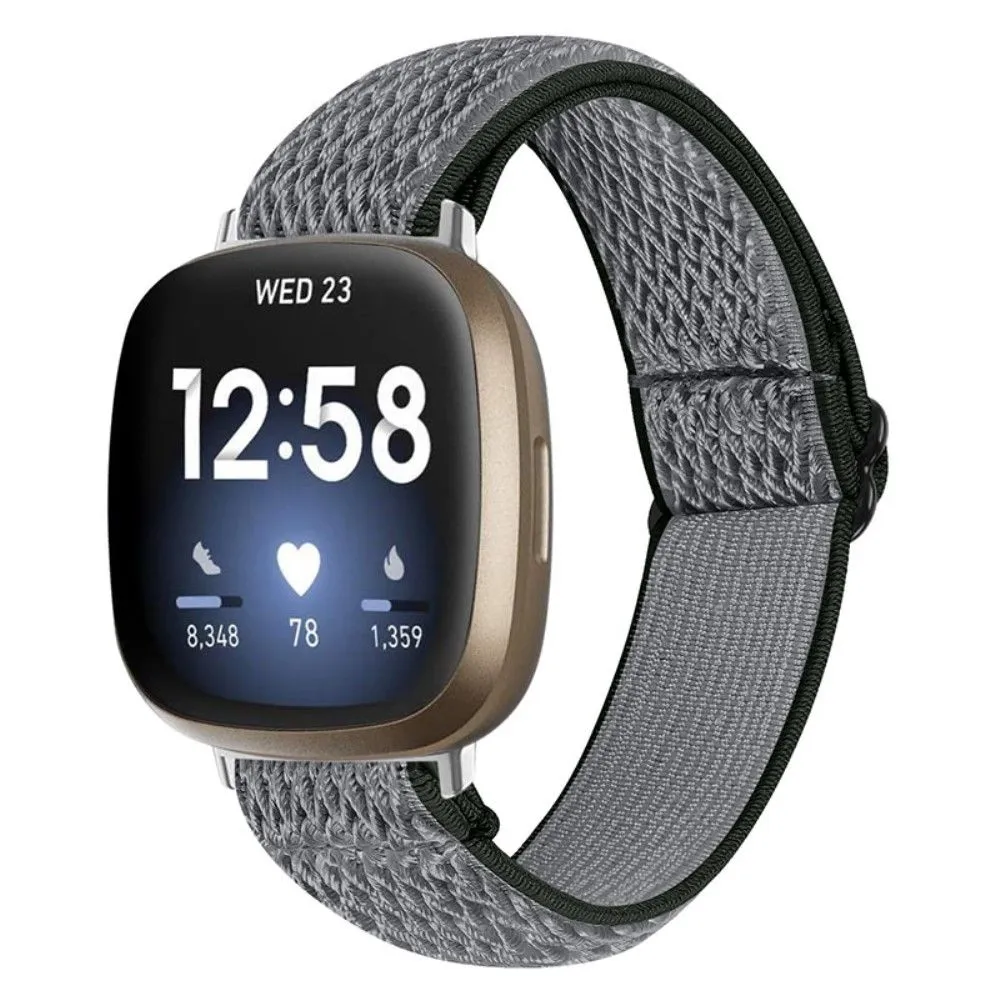 Fitbit Sense / Versa 3 elastic watch strap with adjustable buckle - Dark Grey