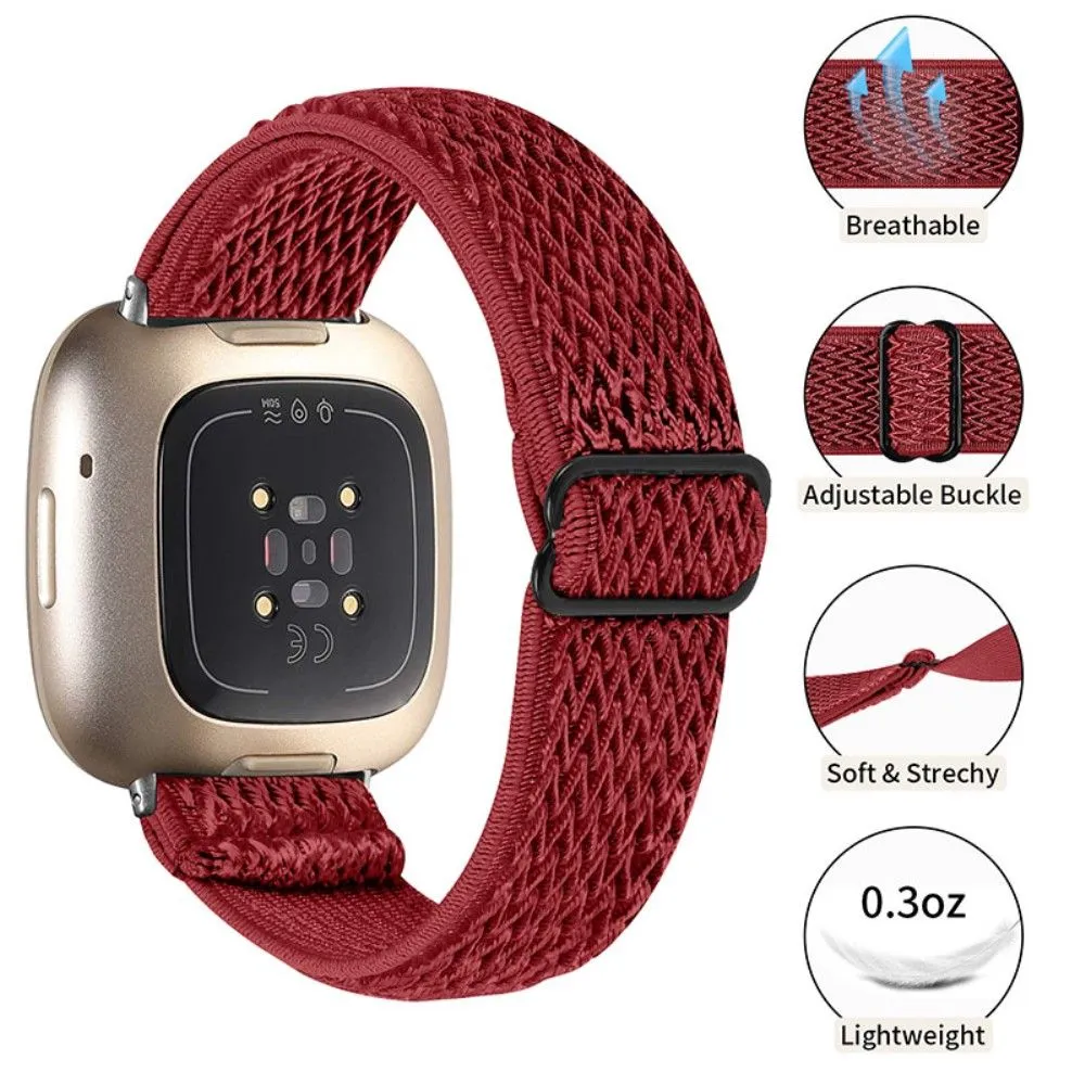 Fitbit Sense / Versa 3 elastic watch strap with adjustable buckle - Red