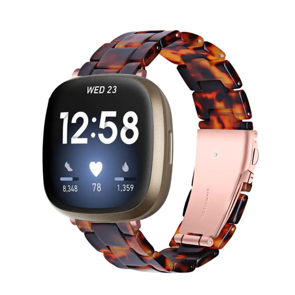 Fitbit Sense / Versa 3 resin bear watch strap - Tortoiseshell Color