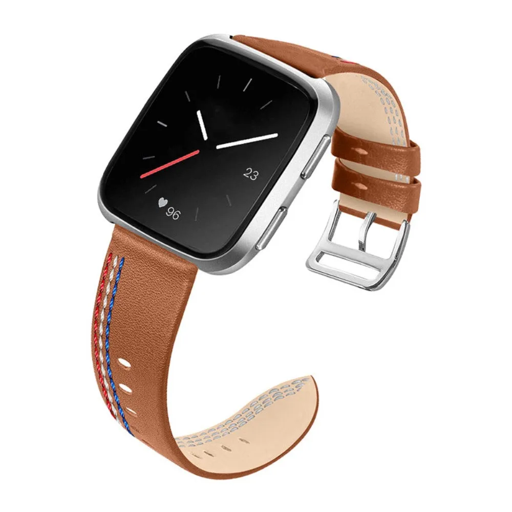 Fitbit Versa 2 / Versa Lite Cowhide leather stitching watch strap - Brown