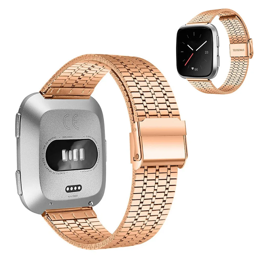 Fitbit Versa 2 / Versa Lite seven beads stainless steel watch strap - Rose Gold