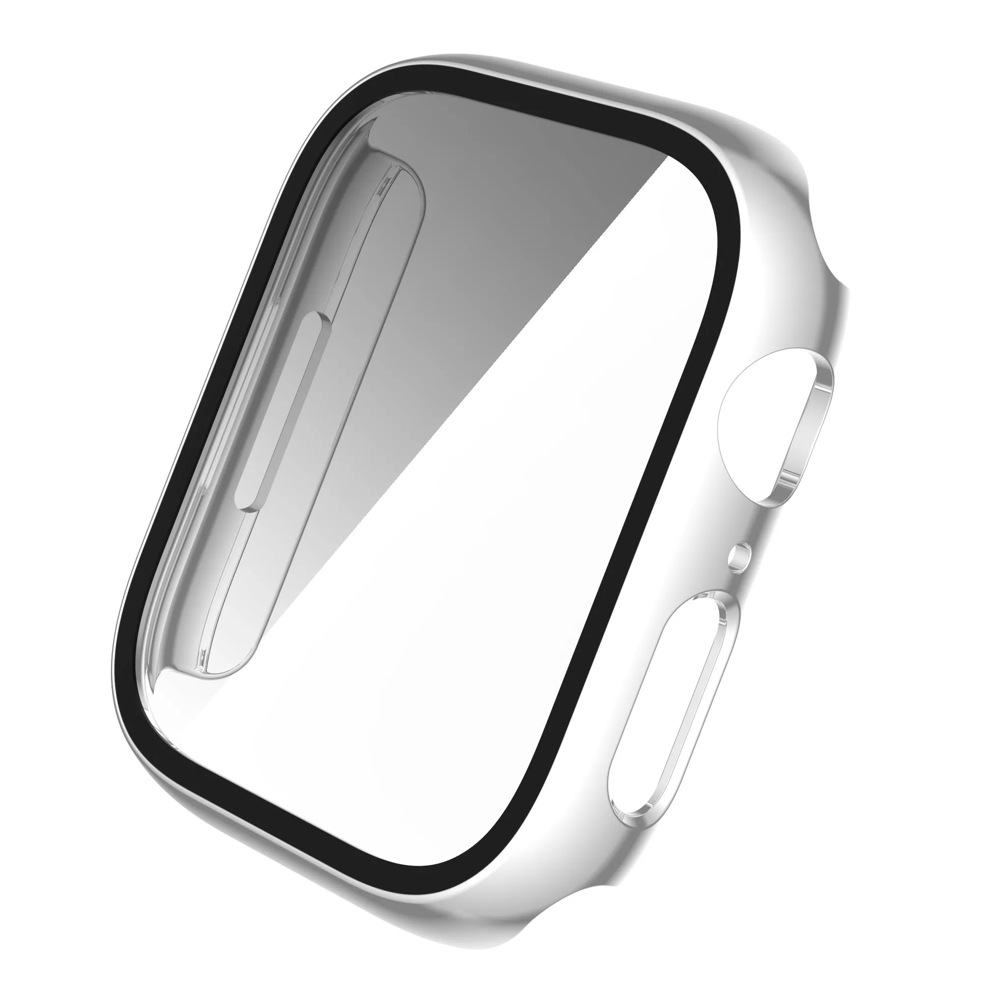 For Apple Watch iWatch Series 7 Case 45mm Tempered Glass Shockproof Full Cover - Silver