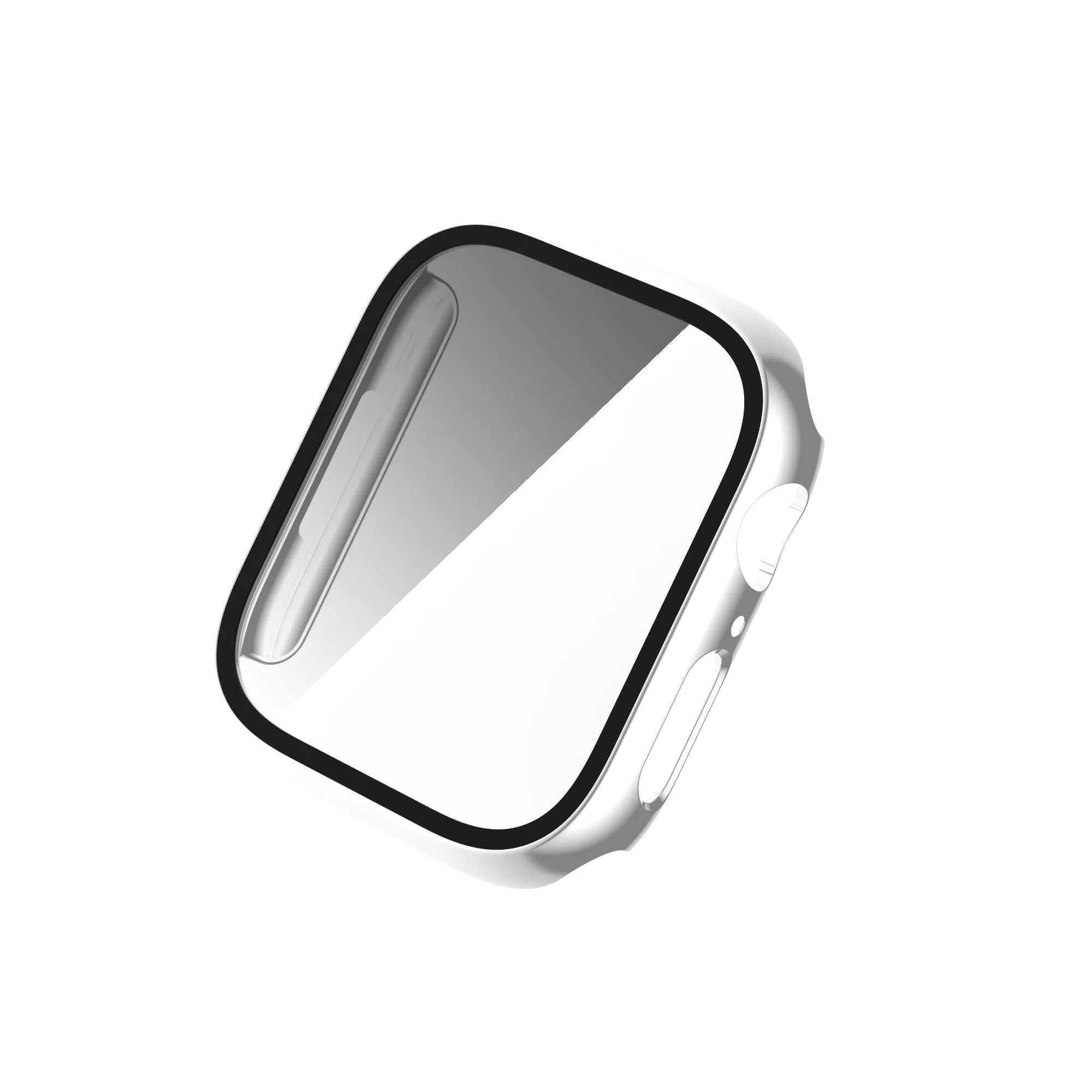 For Apple Watch iWatch Series 7 Case 45mm Tempered Glass Shockproof Full Cover - Silver