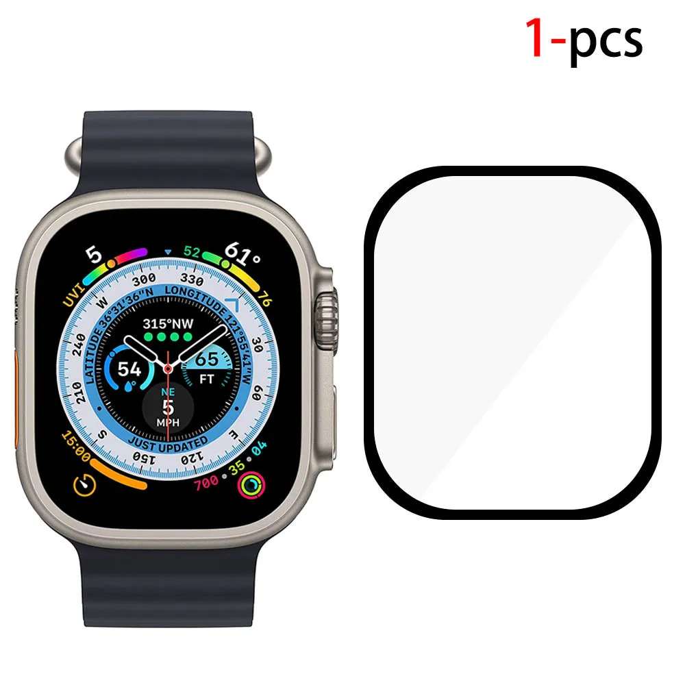 For Apple Watch Ultra 49mm Tempered Glass Screen Protector Black Edge