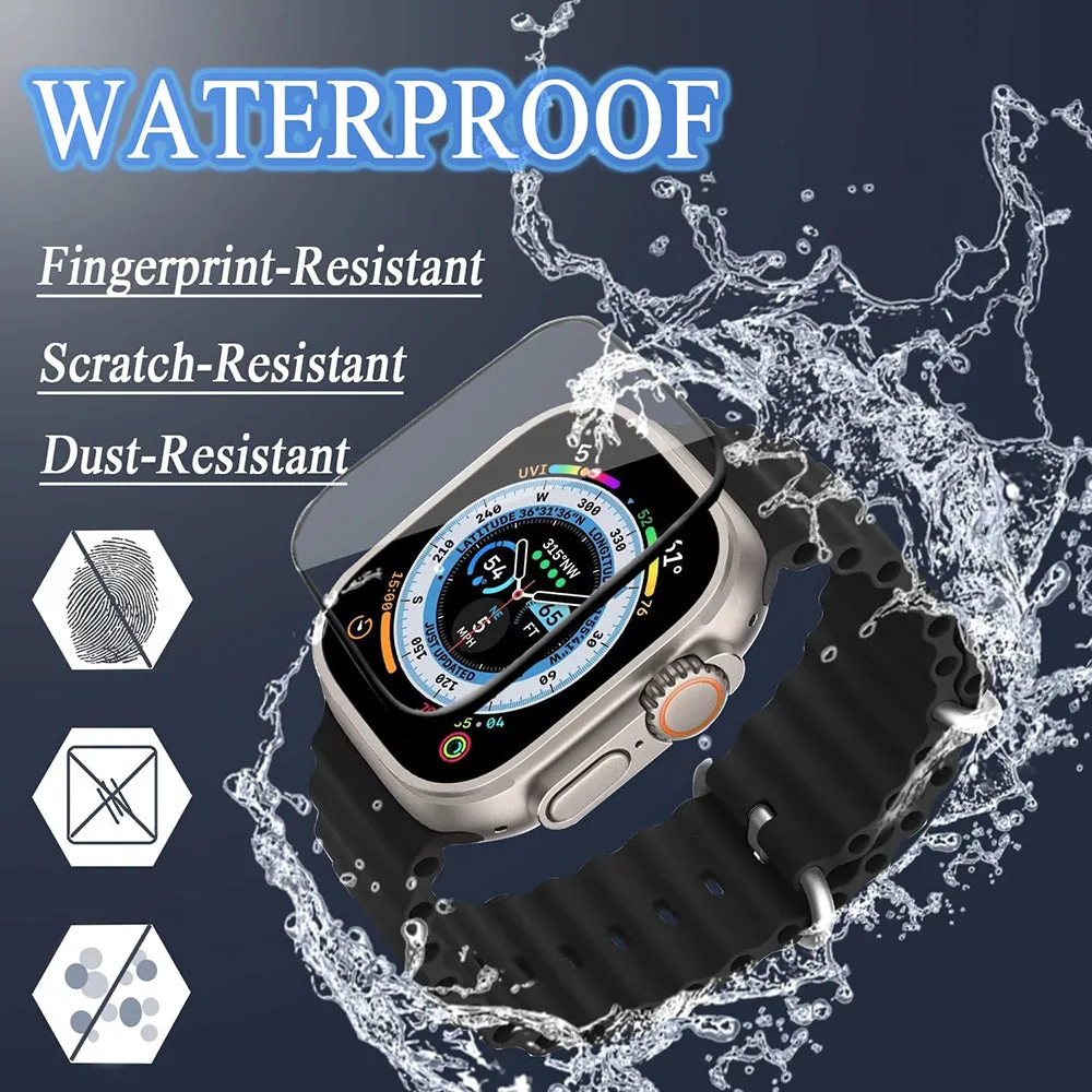 For Apple Watch Ultra 49mm Tempered Glass Screen Protector Black Edge