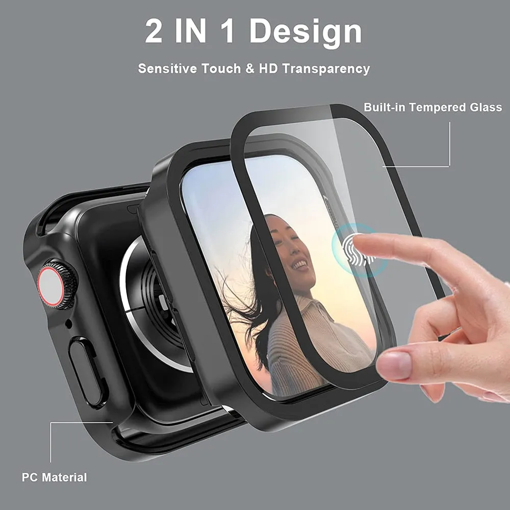 For Apple Watch Waterproof Case With Glass Screen Protector Straight Edge