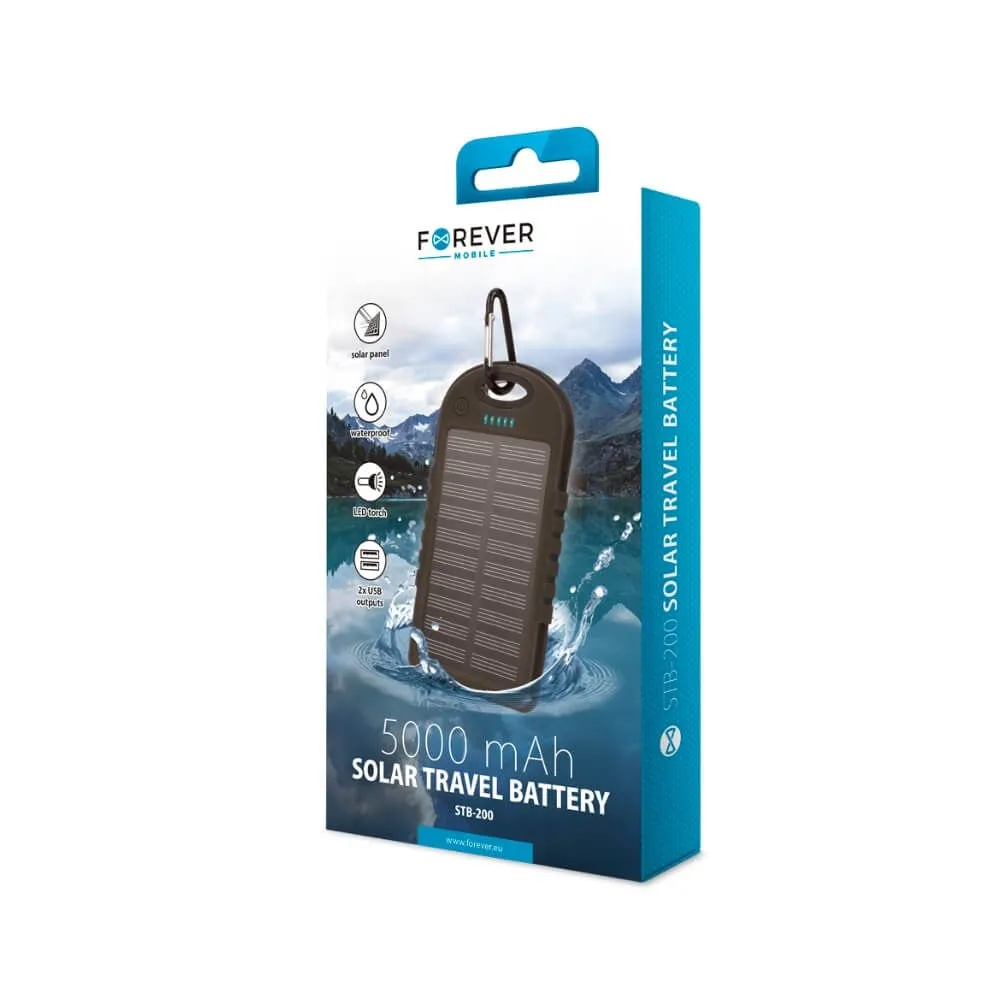 Forever Solar PowerBank - Travel Battery 5000mAh - Sort