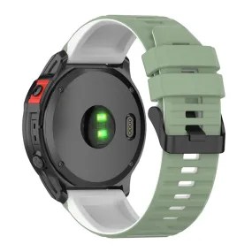 Garmin Fenix 7X dual color silicone watch strap - Green / White