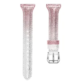 Garmin Forerunner 245 / 245 Music gradient style cowhide watch strap - Silver / Pink