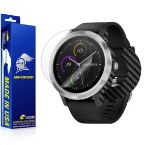 Garmin Vivoactive 3 Screen Protector   Black Carbon Fiber Skin