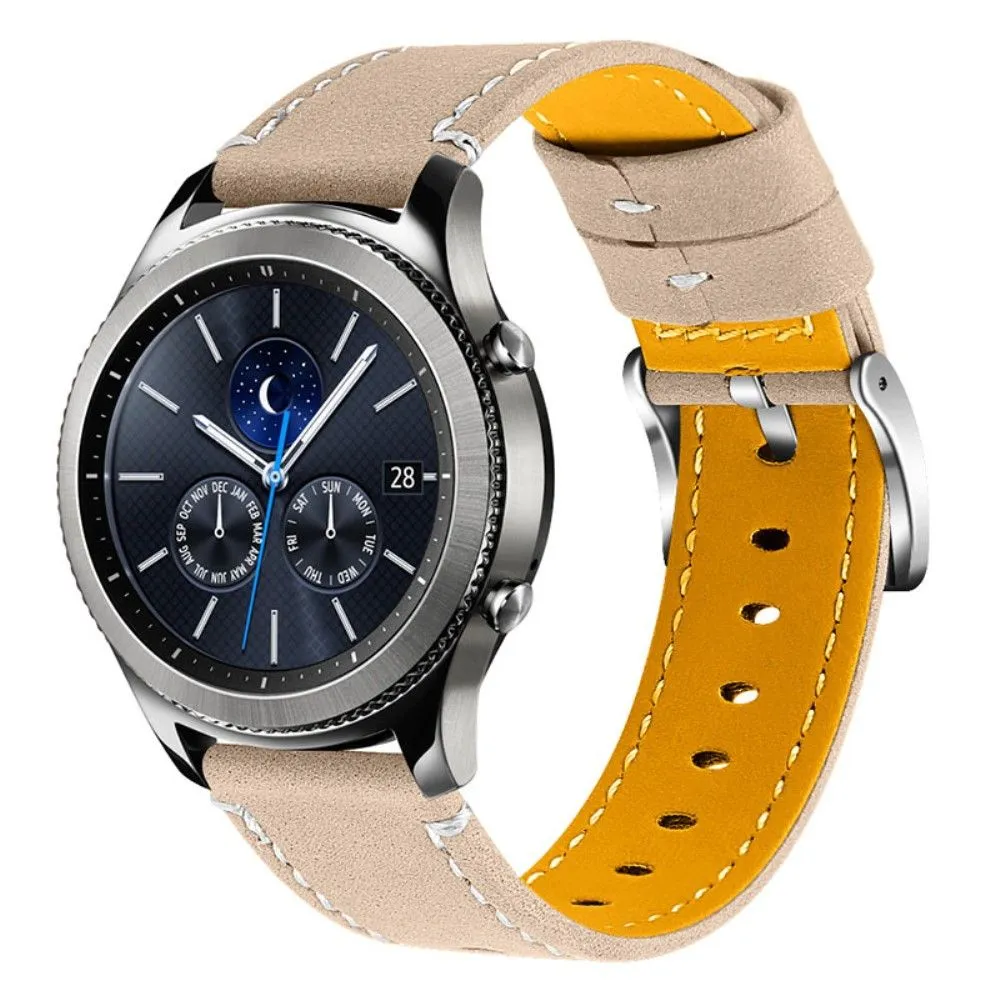 Garmin Vivoactive 4 solid color cowhide leather watch strap - Apricot