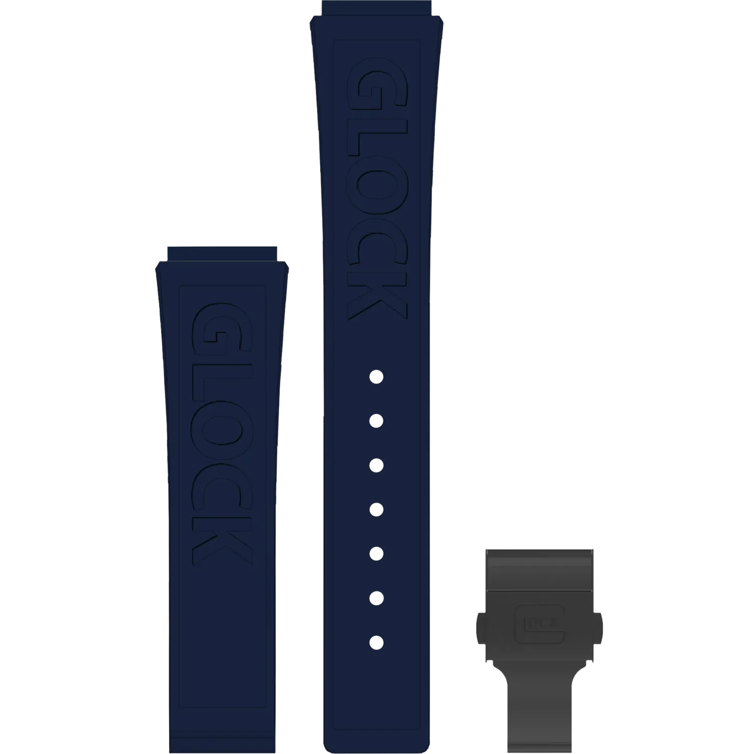 Glock Silicone Watch Strap: Blue Glock Logo with Black Clasp 24mm