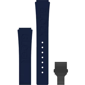 Glock Silicone Watch Strap: Blue Glock Logo with Black Clasp 24mm