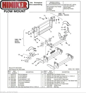 Hiniker Snowplow Mount - Quick Hitch 1 (QH1), 1980-1991 Ford F150-F350 25010253