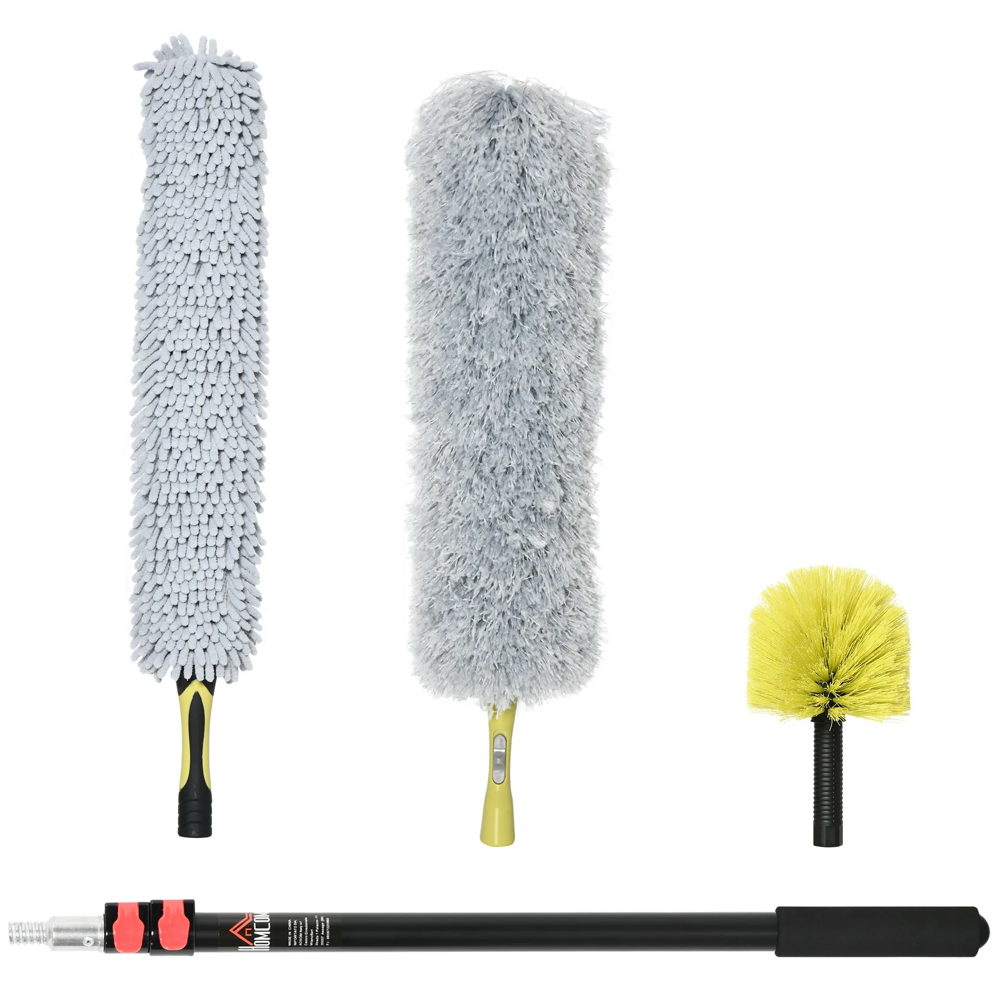 HOMCOM Extendable Feather Duster Cleaning Kit W/ Telescopic Pole 1.8m/5.9ft