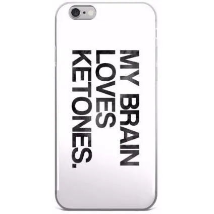 iPhone 5/5s/Se, 6/6s, 6/6s Plus Case, Keto Phone Case Brain Loves Ketones Black Ink Look