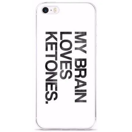 iPhone 5/5s/Se, 6/6s, 6/6s Plus Case, Keto Phone Case Brain Loves Ketones Black Ink Look