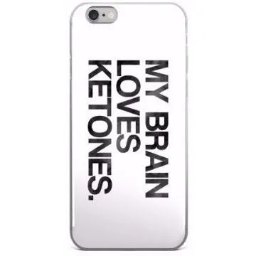 iPhone 5/5s/Se, 6/6s, 6/6s Plus Case, Keto Phone Case Brain Loves Ketones Black Ink Look