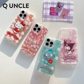 Japanese Cartoon Sanrio Full Screen Laser | Hello Kitty My Melody Kuromi Hangyodon - iPhone Case 13 14 15 Pro Promax