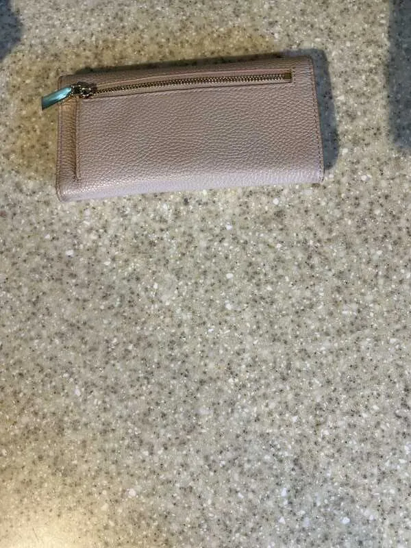 Large Two-Tone Pebbled Leather Envelope Wallet