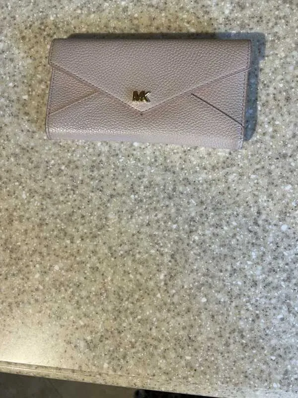 Large Two-Tone Pebbled Leather Envelope Wallet