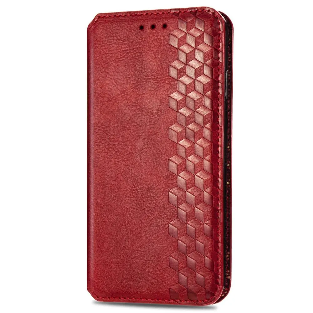 Leather case with a stylish rhombus imprint for Samsung Galaxy A73 - Red