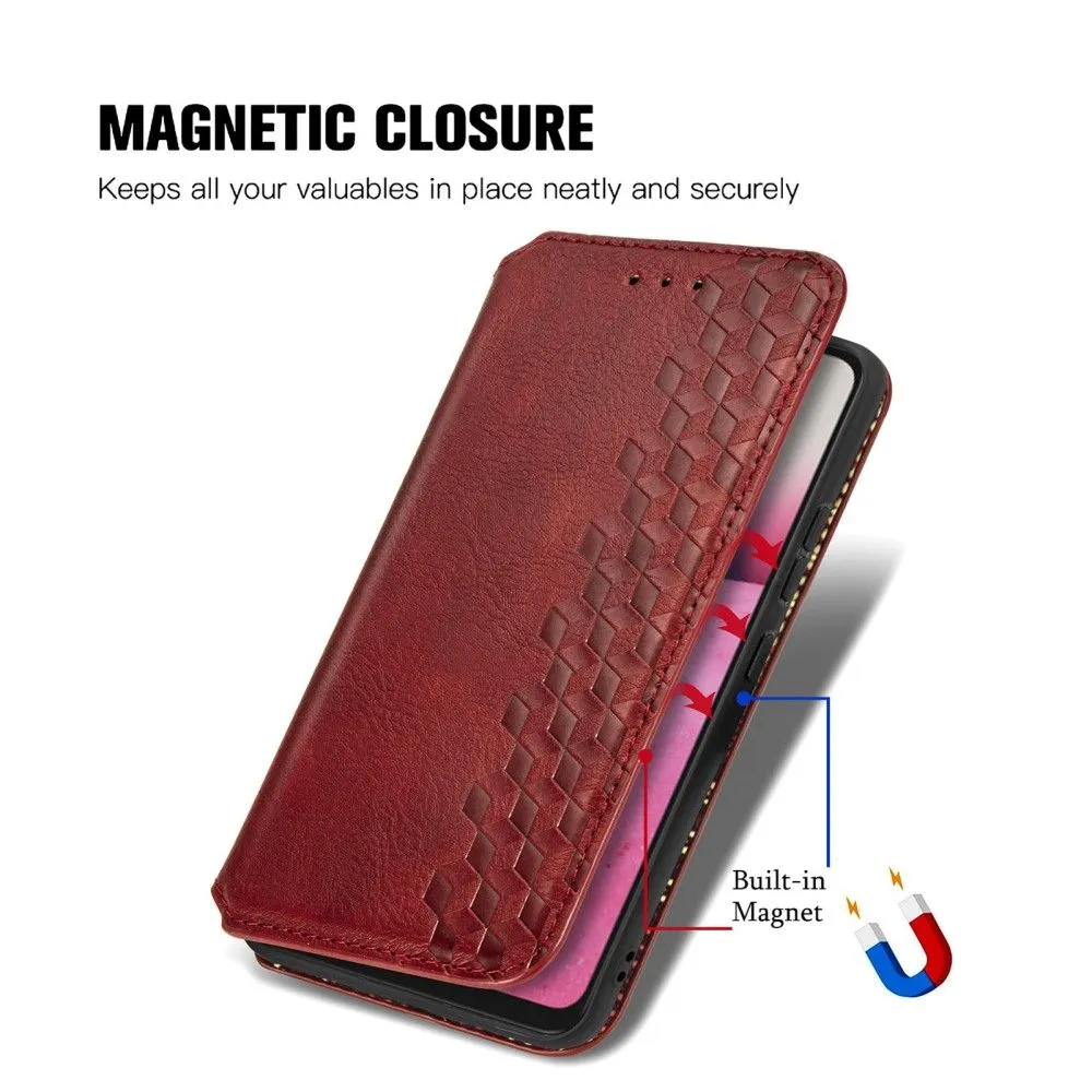 Leather case with a stylish rhombus imprint for Samsung Galaxy A73 - Red