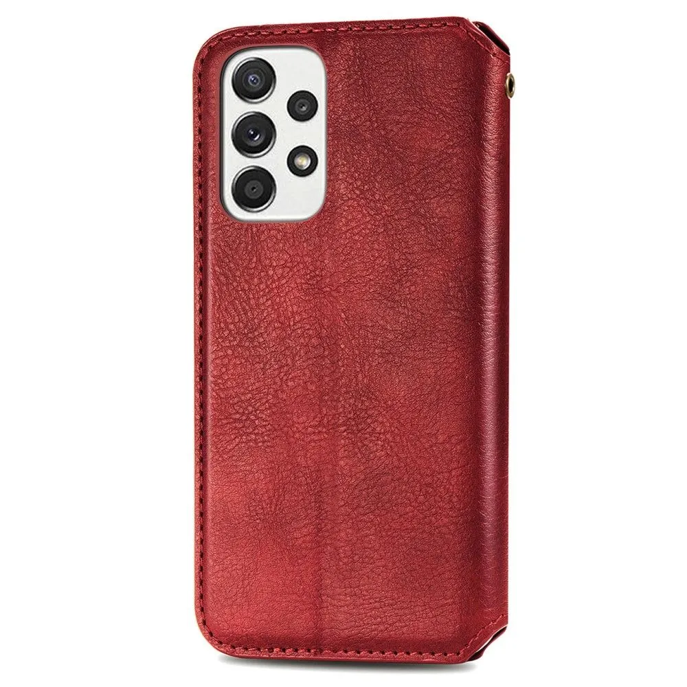 Leather case with a stylish rhombus imprint for Samsung Galaxy A73 - Red