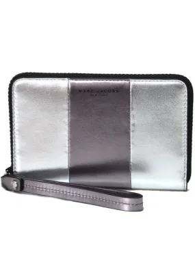 Marc Jacobs Bicolor Metallic Leather Phone Wrist Wallet Silver Multi M0013059 098