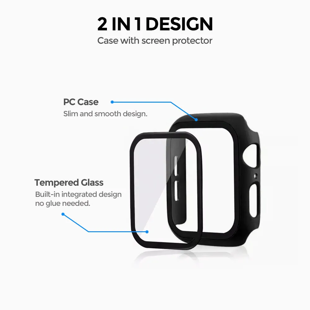 Matte Case with Built in Screen Protector | Apple Watch Series 8 45mm  Pack of 3  | Black/Blue/Clear