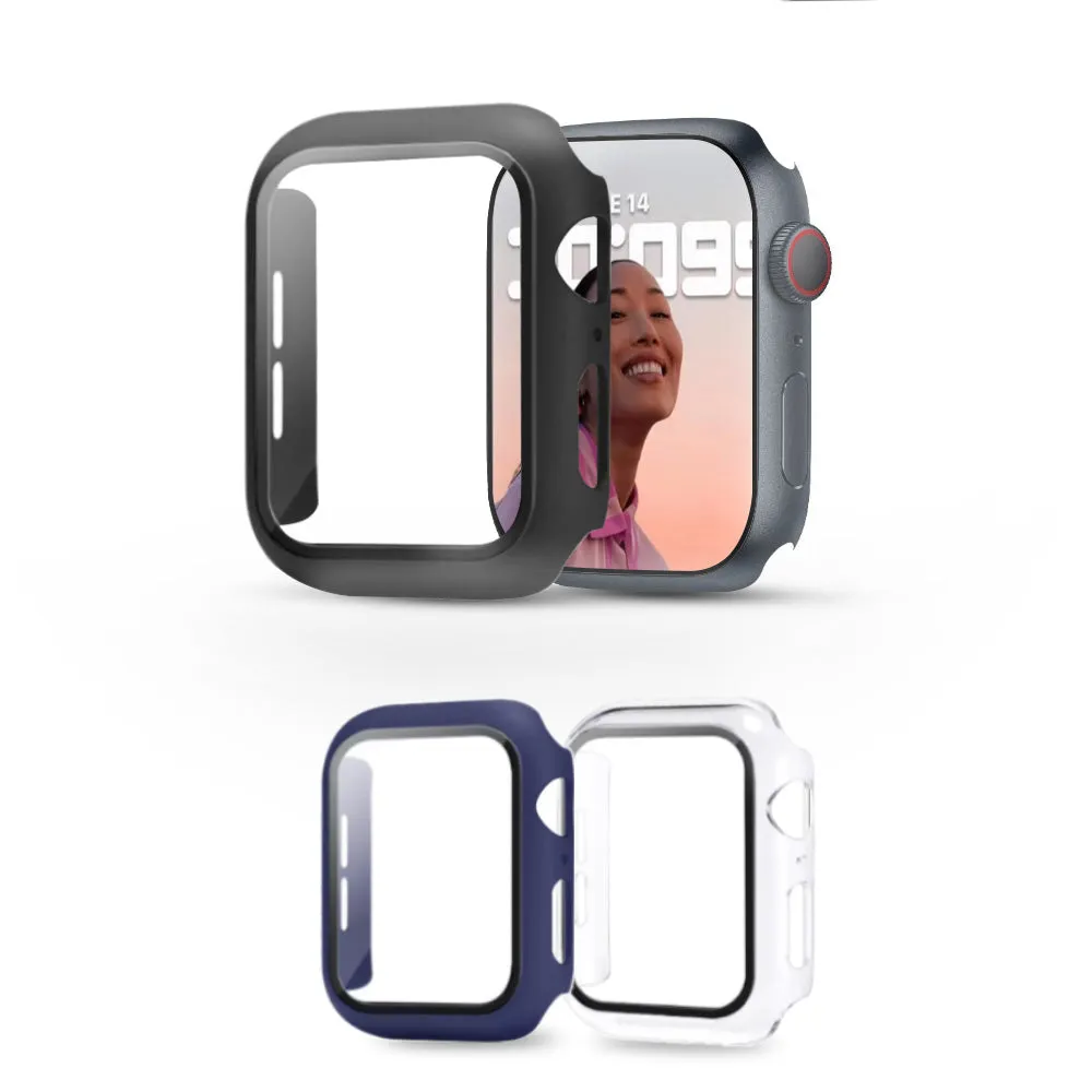 Matte Case with Built in Screen Protector | Apple Watch Series 8 45mm  Pack of 3  | Black/Blue/Clear