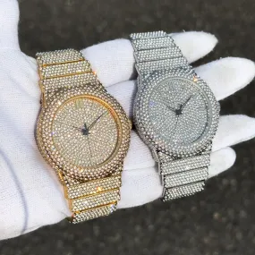 Men's 46mm Luxury Diamond Watch - Fully Iced Out with Brilliant Crystals, Bling Dial & Diamond Encrusted Bezel