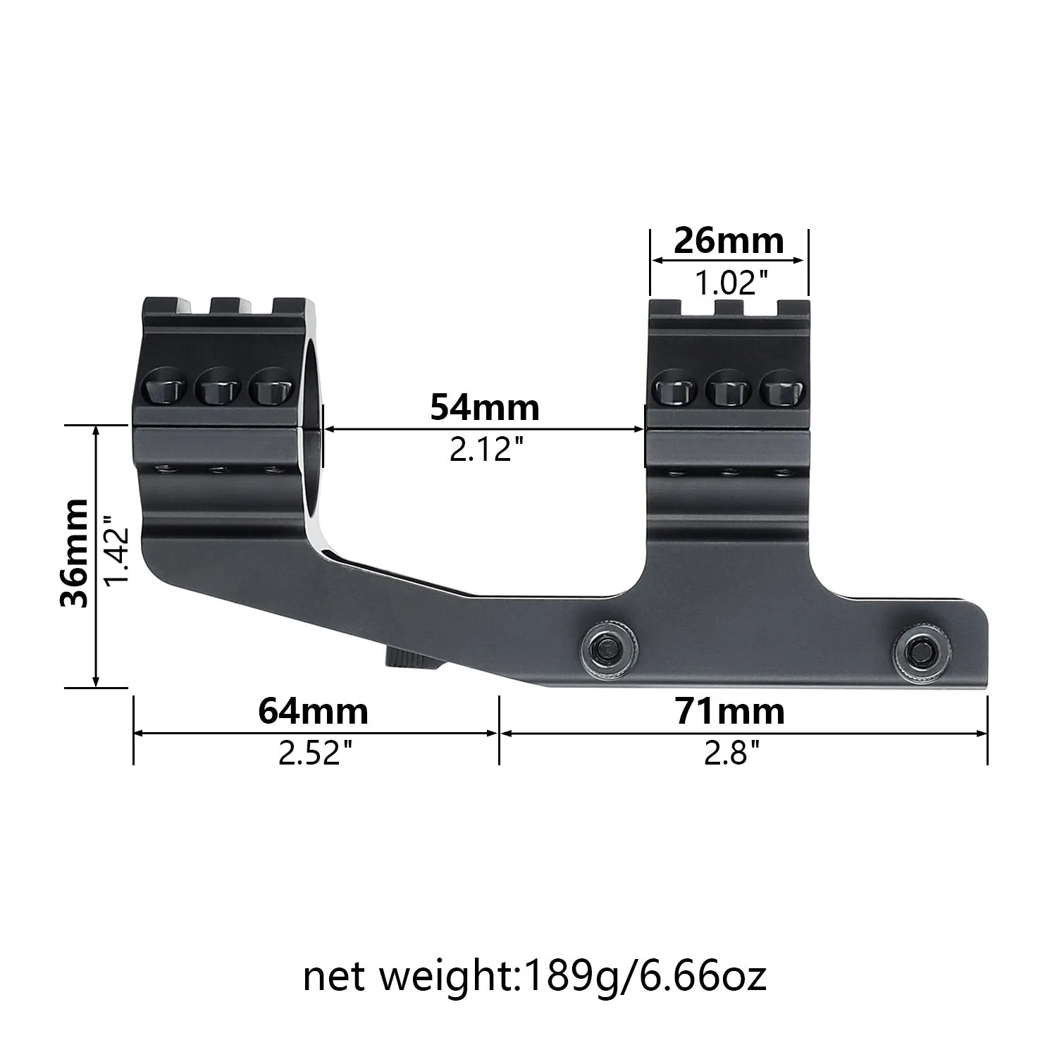 ohhunt® 30mm QD Cantilever Scope Mount with Top Picatinny Rail